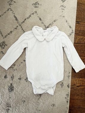 Primary White Peter Pan Collar Long-Sleeve Bodysuit